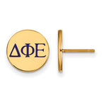 Sterling Silver Gold-plated LogoArt Delta Phi Epsilon Sorority Greek Letters Color Enamel Post Earrings