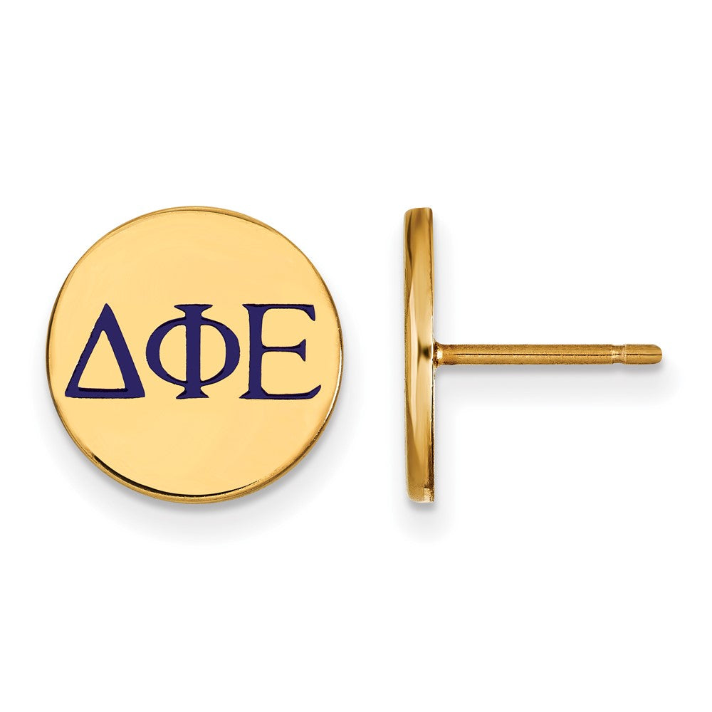 Sterling Silver Gold-plated LogoArt Delta Phi Epsilon Sorority Greek Letters Color Enamel Post Earrings