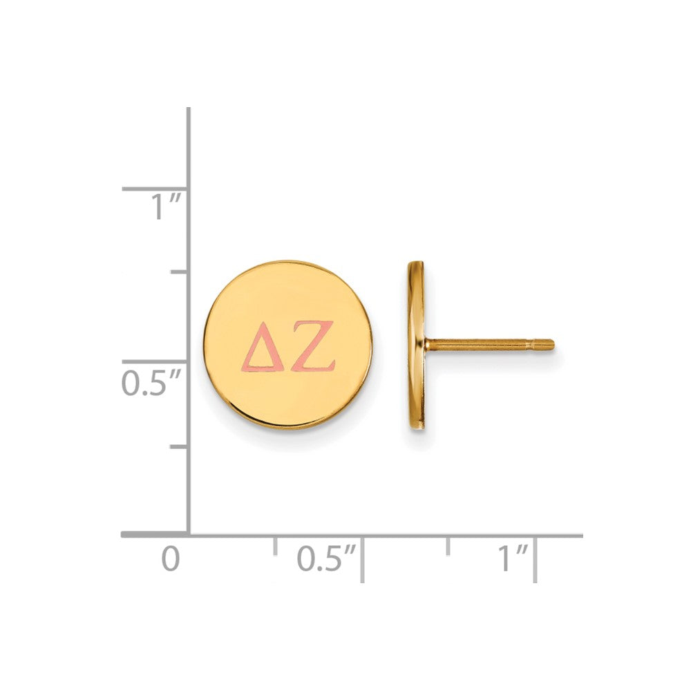 Sterling Silver Gold-plated LogoArt Delta Zeta Sorority Greek Letters Color Enamel Post Earrings
