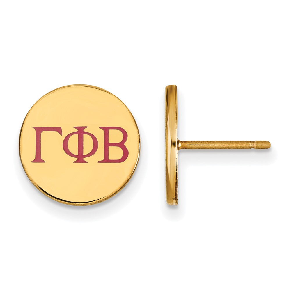 Sterling Silver Gold-plated LogoArt Gamma Phi Beta Sorority Greek Letters Color Enamel Post Earrings