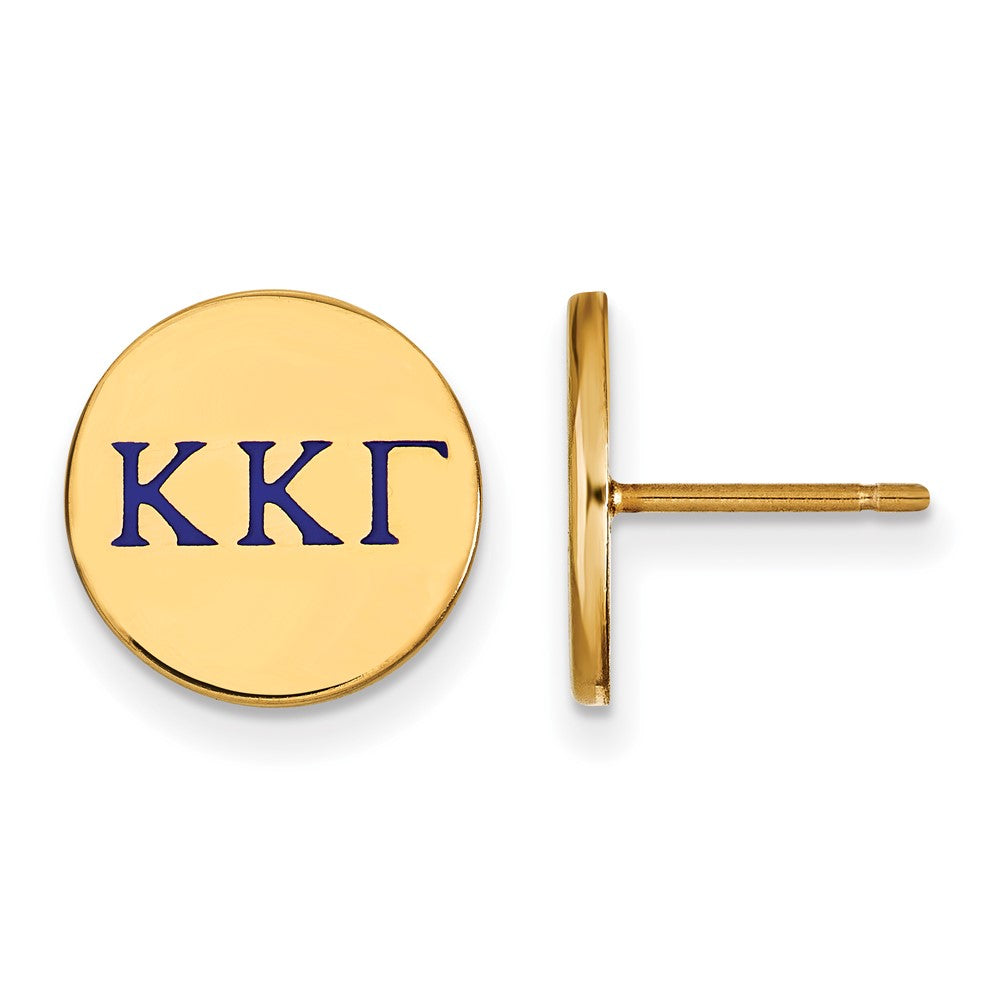 Sterling Silver Gold-plated LogoArt Kappa Kappa Gamma Sorority Greek Letters Color Enamel Post Earrings