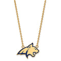 Sterling Silver Gold-plated LogoArt Montana State University Bobcat Large Enameled Pendant 18 inch Necklace