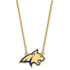 Sterling Silver Gold-plated LogoArt Montana State University Bobcat Large Enameled Pendant 18 inch Necklace
