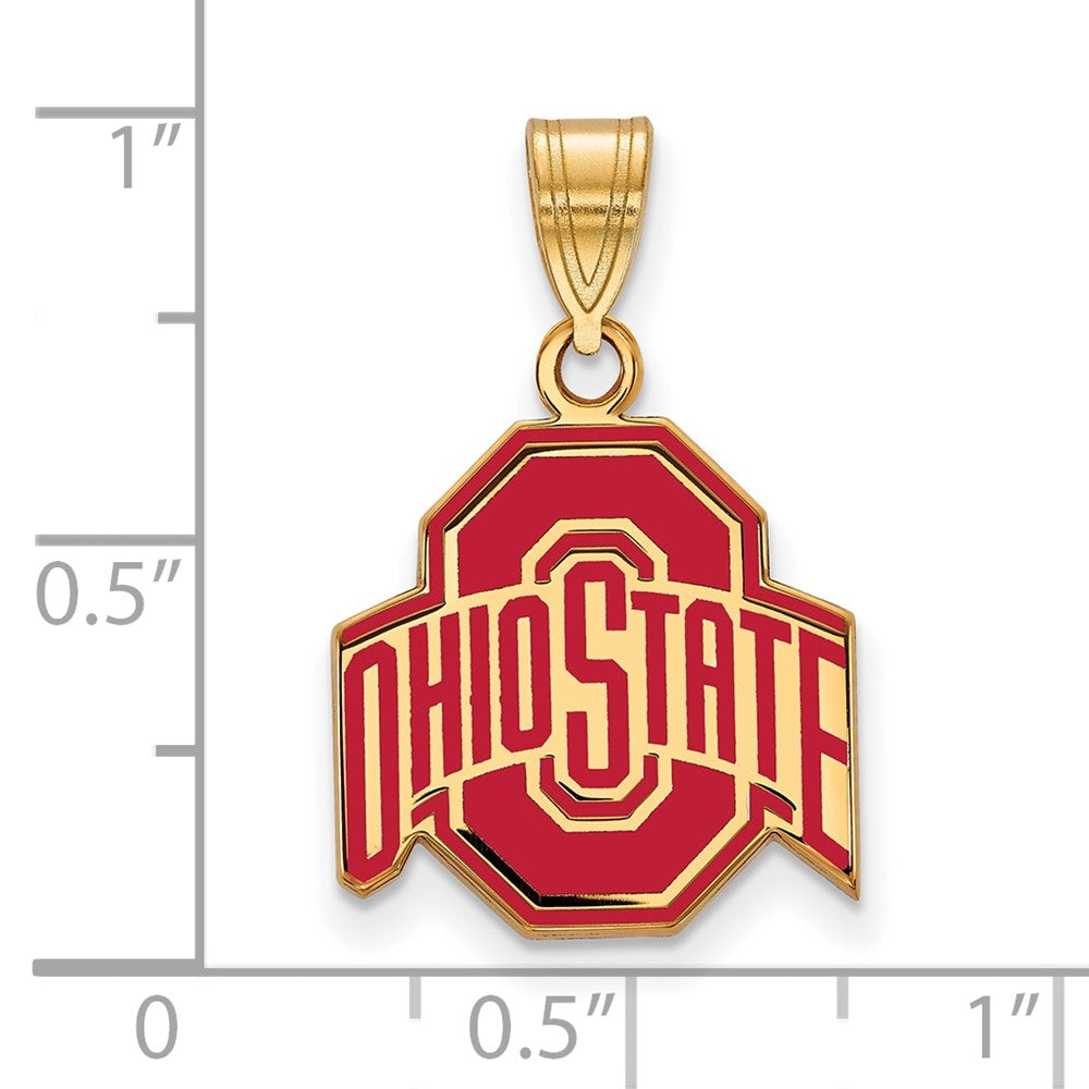 Sterling Silver Gold-plated LogoArt The Ohio State University Medium Enameled Pendant
