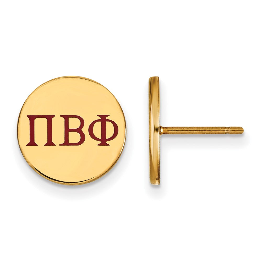 Sterling Silver Gold-plated LogoArt Pi Beta Phi Sorority Greek Letters Color Enamel Post Earrings