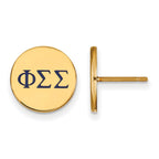 Sterling Silver Gold-plated LogoArt Phi Sigma Sigma Sorority Greek Letters Color Enamel Post Earrings