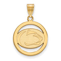 Sterling Silver Gold-plated LogoArt Penn State University Lion Medium Circle Pendant