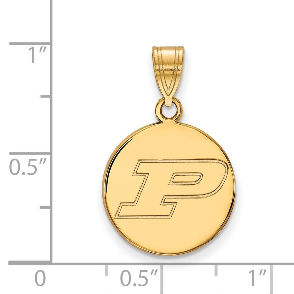 14k Gold LogoArt Purdue University Letter P Medium Disc Pendant