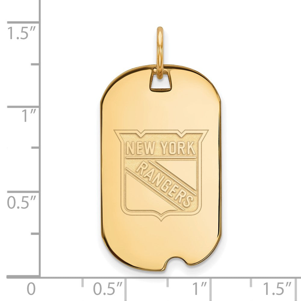 Sterling Silver Gold-plated NHL LogoArt New York Rangers Small Dog Tag Pendant