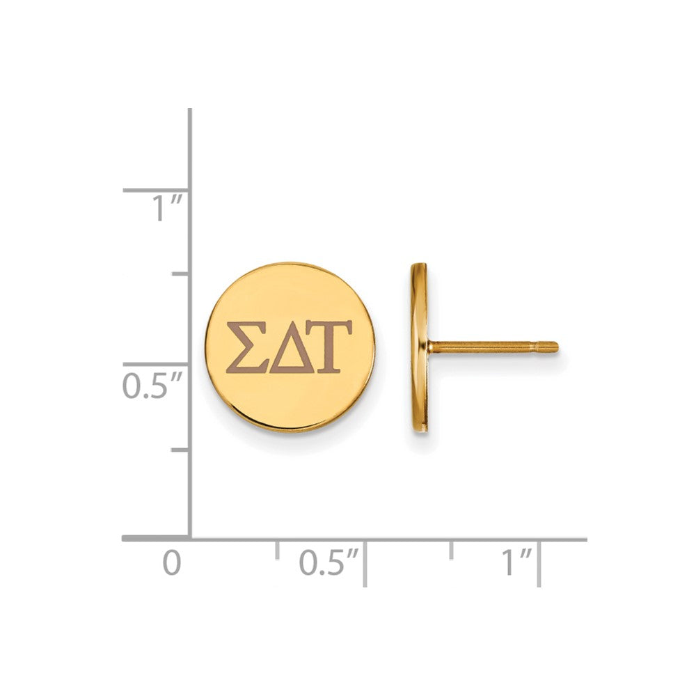Sterling Silver Gold-plated LogoArt Sigma Delta Tau Sorority Greek Letters Color Enamel Post Earrings