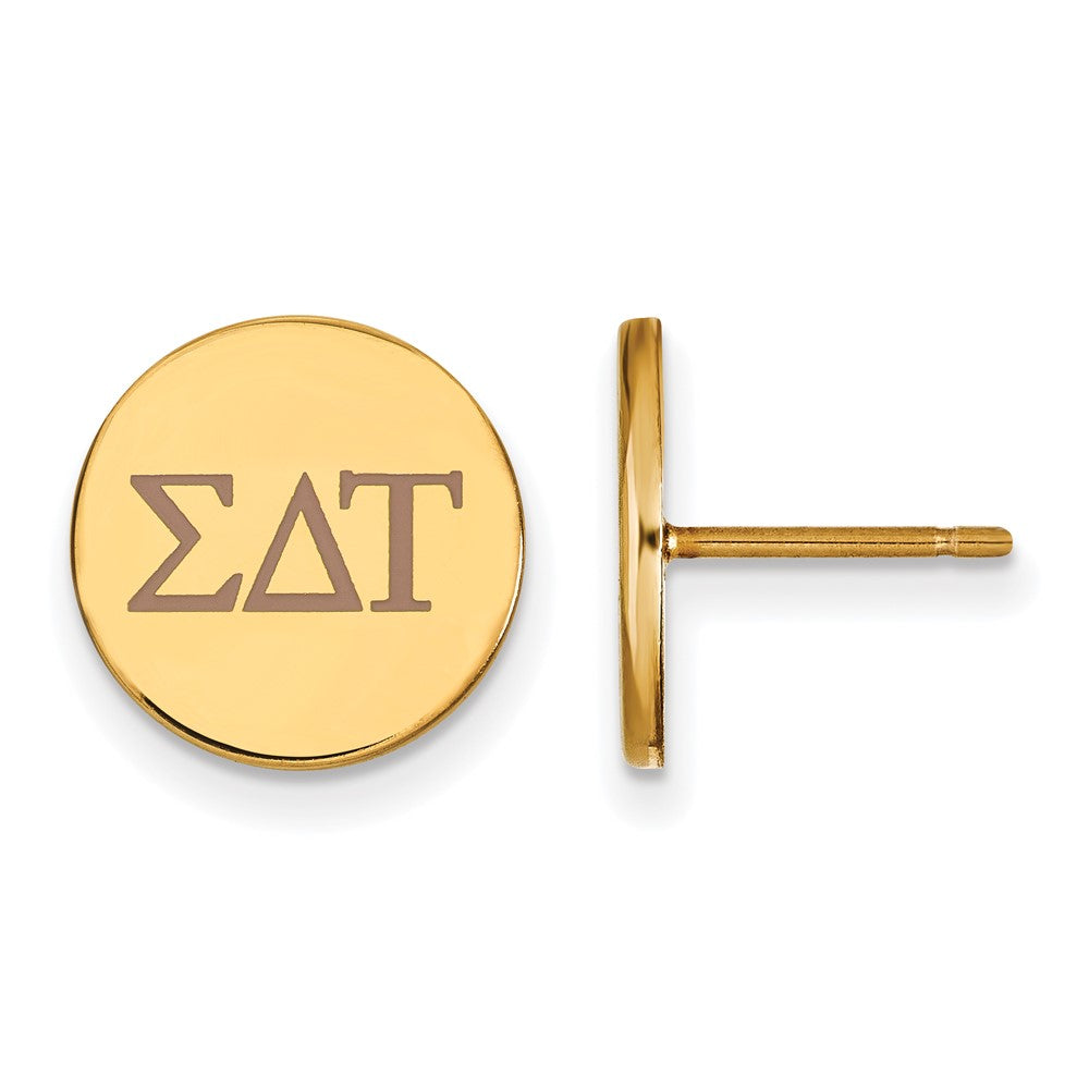 Sterling Silver Gold-plated LogoArt Sigma Delta Tau Sorority Greek Letters Color Enamel Post Earrings