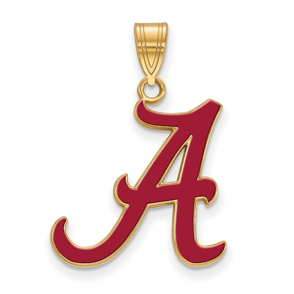 Sterling Silver Gold-plated LogoArt University of Alabama Letter A Large Enameled Pendant
