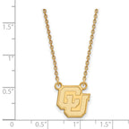 Sterling Silver Gold-plated LogoArt University of Colorado C-U Small Pendant 18 inch Necklace