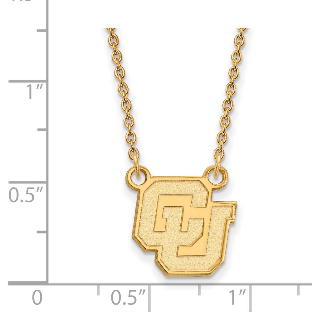 14k Gold LogoArt University of Colorado C-U Small Pendant 18 inch Necklace