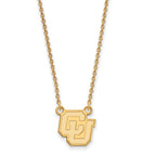 Sterling Silver Gold-plated LogoArt University of Colorado C-U Small Pendant 18 inch Necklace