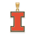 Sterling Silver Gold-plated LogoArt University of Illinois Letter I Large Enameled Pendant