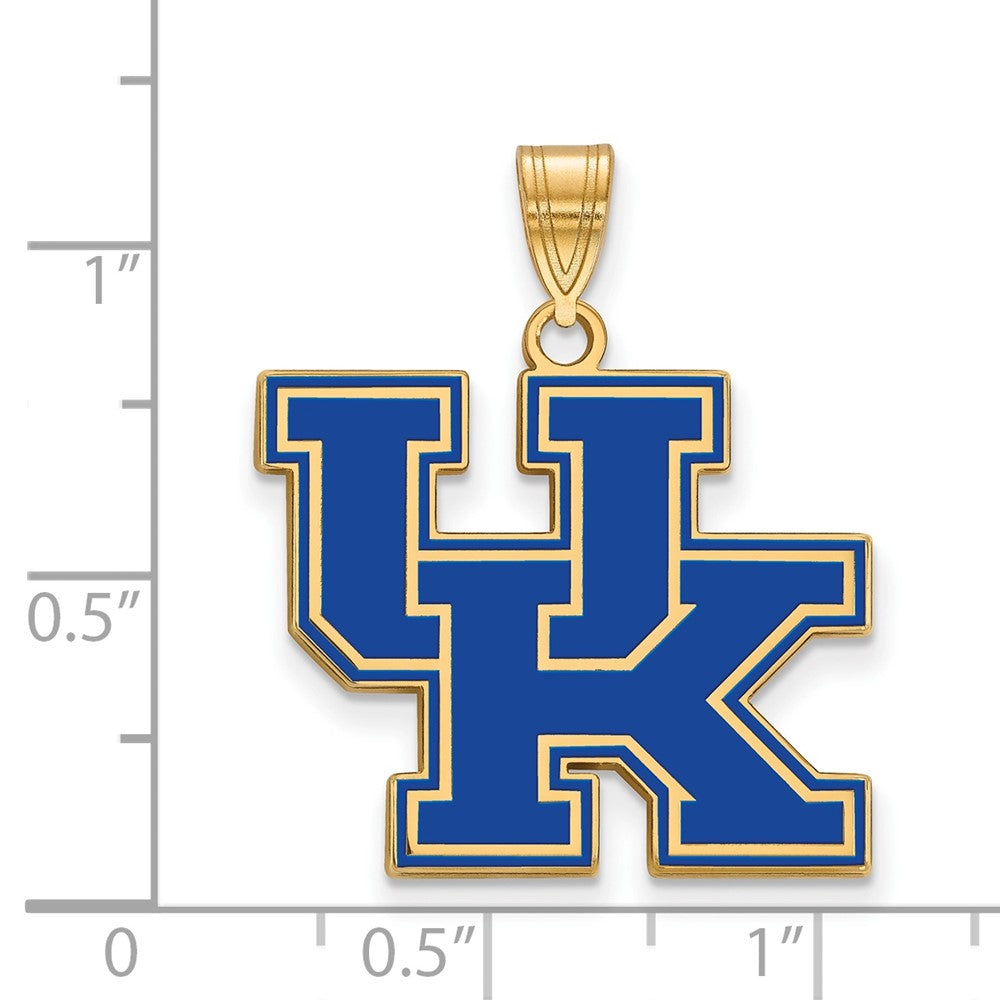 Sterling Silver Gold-plated LogoArt University of Kentucky U-K Large Enameled Pendant