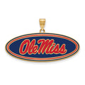 Sterling Silver Gold-plated LogoArt University of Mississippi Ole Miss Large Oval Enameled Pendant