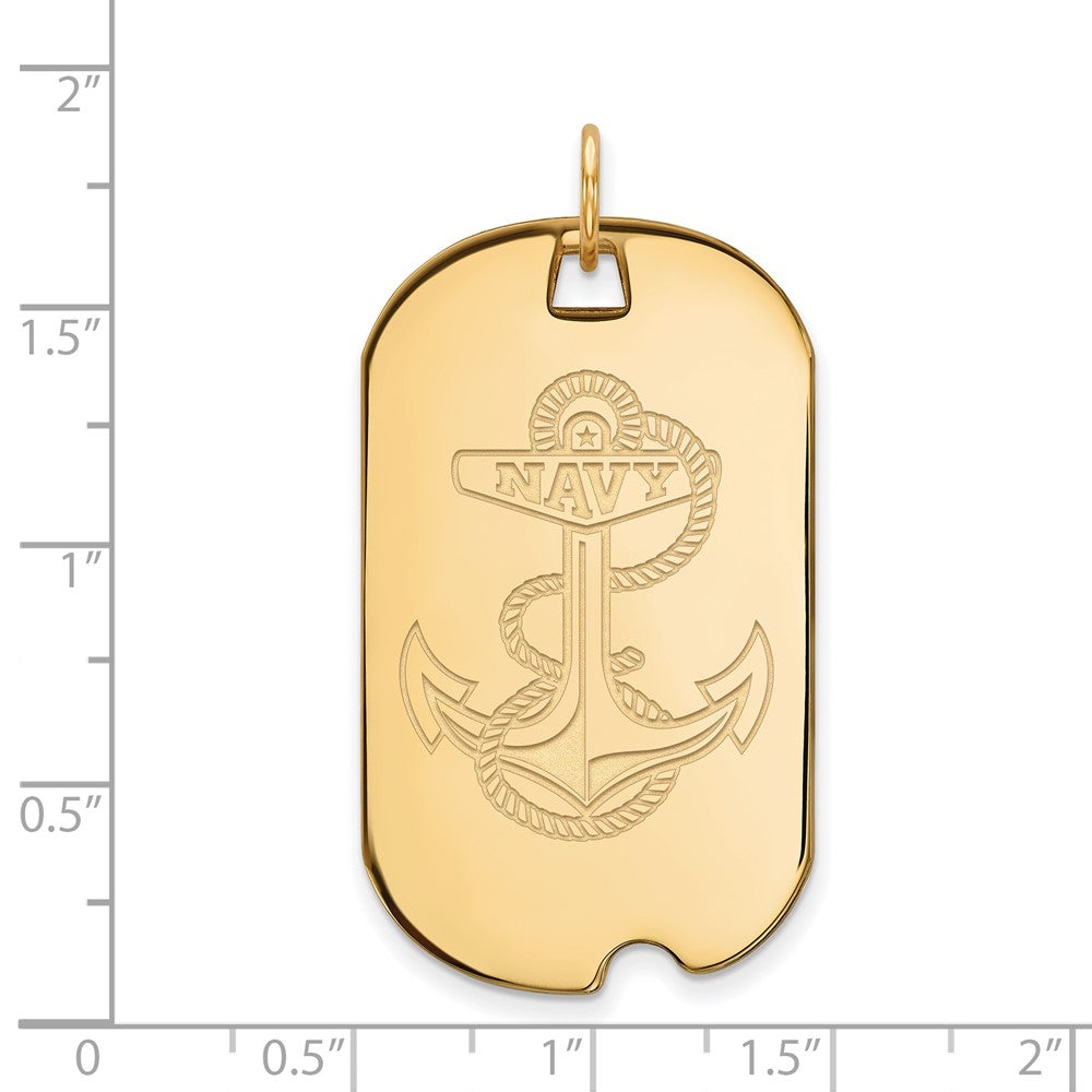 14k Gold LogoArt US Naval Academy Anchor Large Dog Tag Pendant