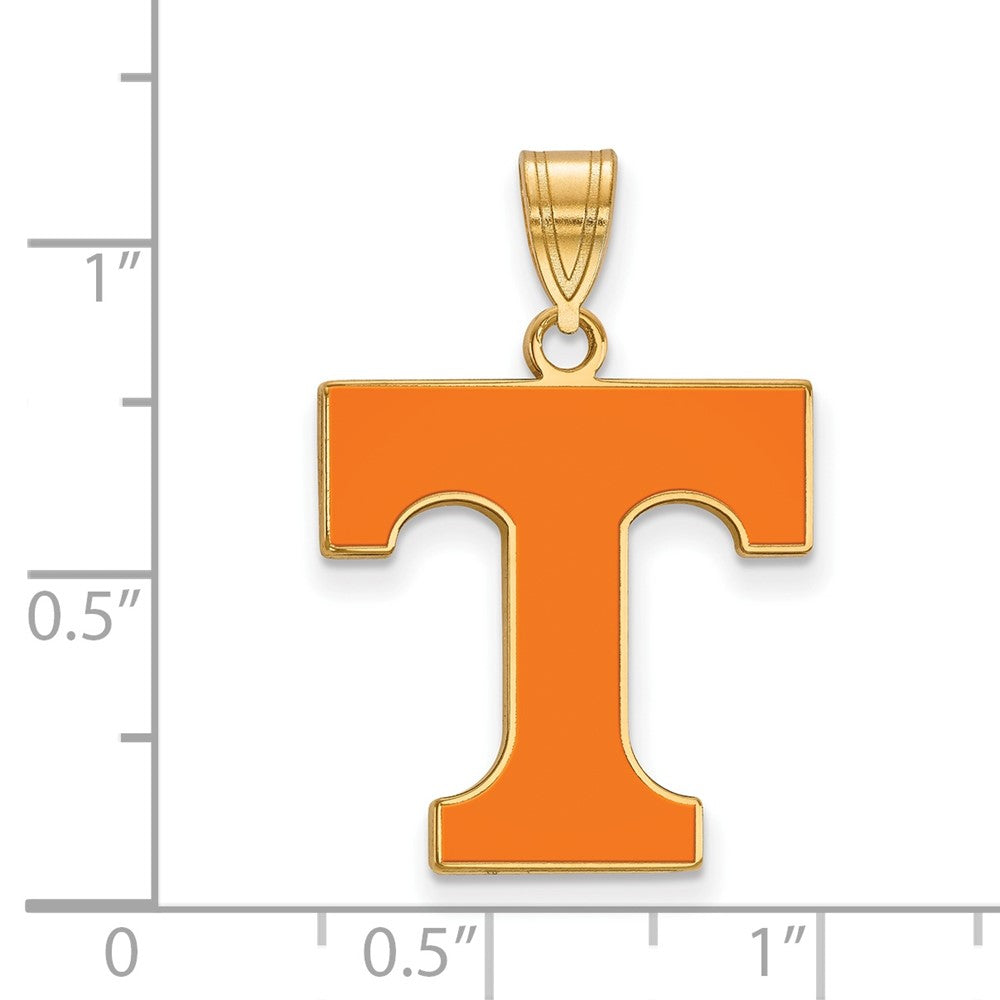 Sterling Silver Gold-plated LogoArt University of Tennessee Letter T Large Enameled Pendant