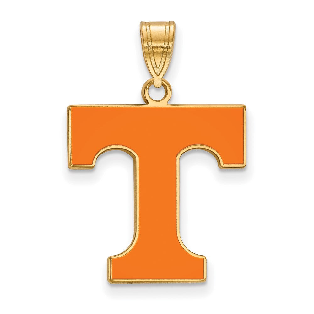Sterling Silver Gold-plated LogoArt University of Tennessee Letter T Large Enameled Pendant