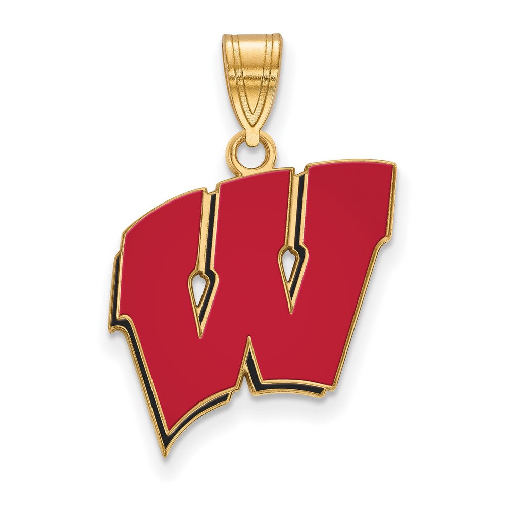 14k Gold LogoArt University of Wisconsin Letter W Large Enameled Pendant