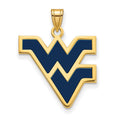 Sterling Silver Gold-plated LogoArt West Virginia University W-V Large Enameled Pendant
