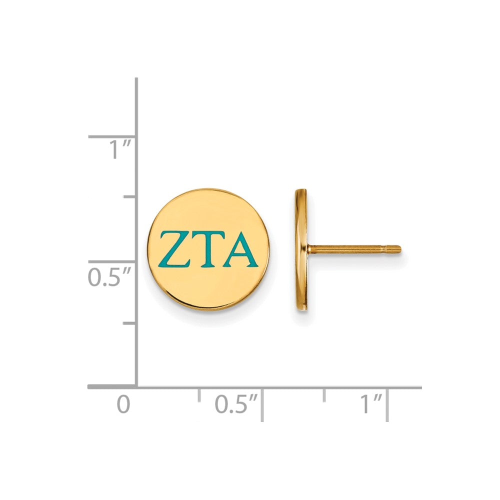 Sterling Silver Gold-plated LogoArt Zeta Tau Alpha Sorority Greek Letters Color Enamel Post Earrings