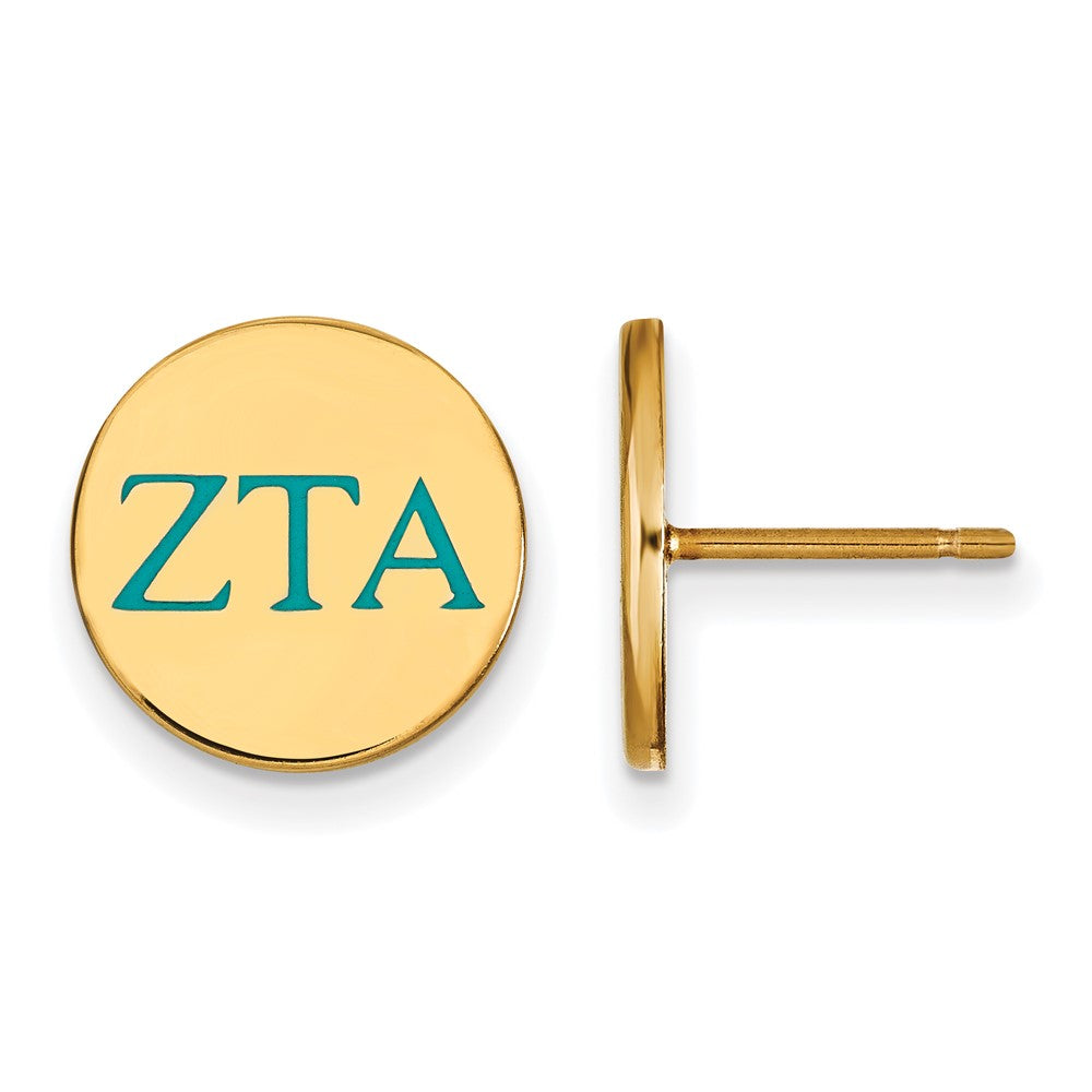Sterling Silver Gold-plated LogoArt Zeta Tau Alpha Sorority Greek Letters Color Enamel Post Earrings
