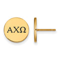 Sterling Silver Gold-plated LogoArt Alpha Chi Omega Sorority Greek Letters Black Enamel Post Earrings