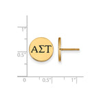Sterling Silver Gold-plated LogoArt Alpha Sigma Tau Sorority Greek Letters Black Enamel Post Earrings