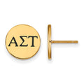 Sterling Silver Gold-plated LogoArt Alpha Sigma Tau Sorority Greek Letters Black Enamel Post Earrings