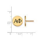 Sterling Silver Gold-plated LogoArt Alpha Phi Sorority Greek Letters Black Enamel Post Earrings