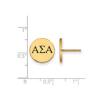 Sterling Silver Gold-plated LogoArt Alpha Sigma Alpha Sorority Greek Letters Black Enamel Post Earrings