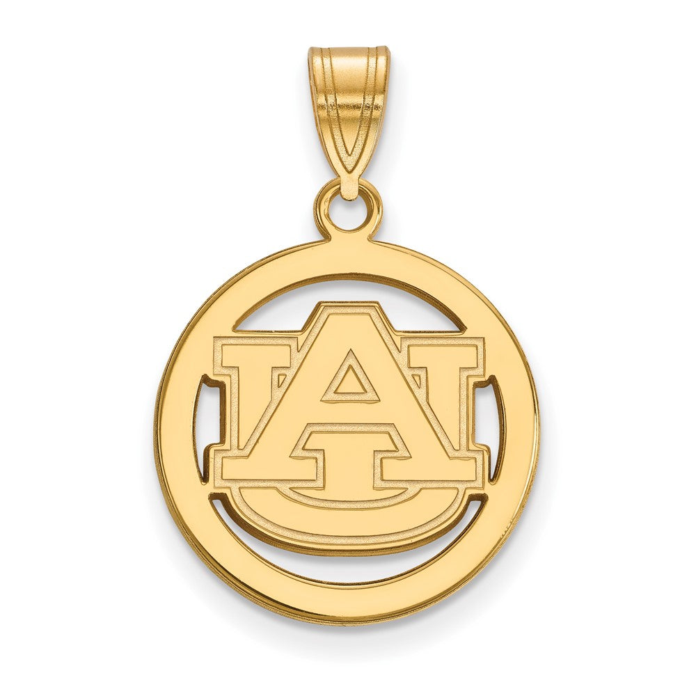 Sterling Silver Gold-plated LogoArt Auburn University Medium Circle Pendant
