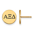 Sterling Silver Gold-plated LogoArt Alpha Xi Delta Sorority Greek Letters Black Enamel Post Earrings