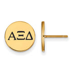 Sterling Silver Gold-plated LogoArt Alpha Xi Delta Sorority Greek Letters Black Enamel Post Earrings