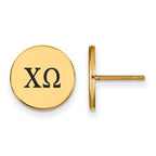 Sterling Silver Gold-plated LogoArt Chi Omega Sorority Greek Letters Black Enamel Post Earrings