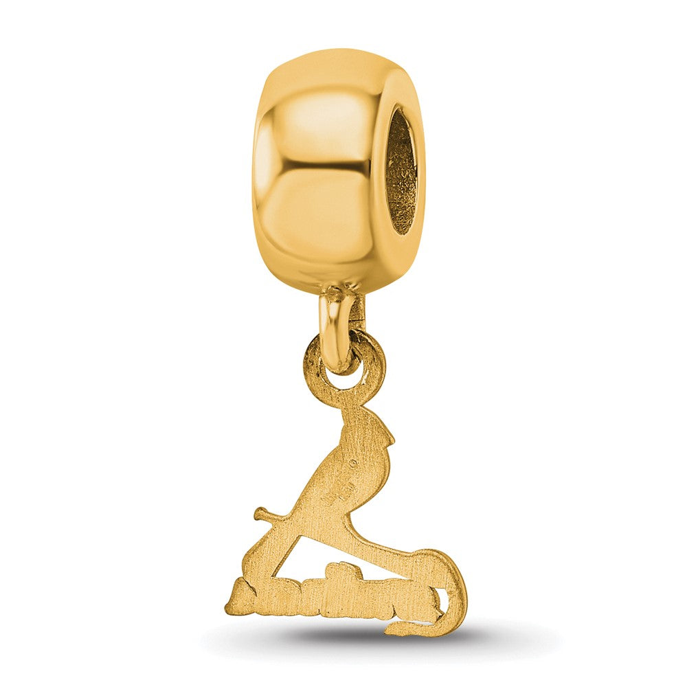 Sterling Silver Gold Plated Major League Baseball LogoArt St. Louis Cardinals Bird Dangle Bead