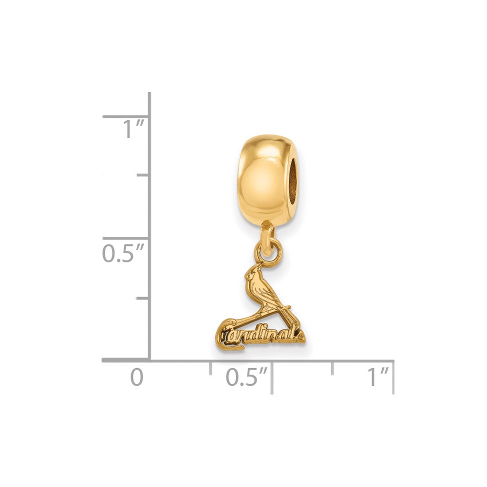 Sterling Silver Gold Plated Major League Baseball LogoArt St. Louis Cardinals Bird Dangle Bead