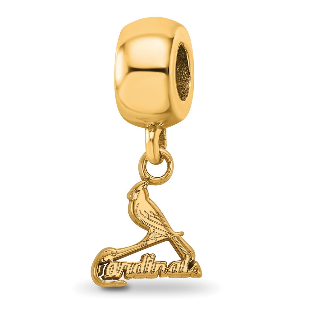 Sterling Silver Gold Plated Major League Baseball LogoArt St. Louis Cardinals Bird Dangle Bead