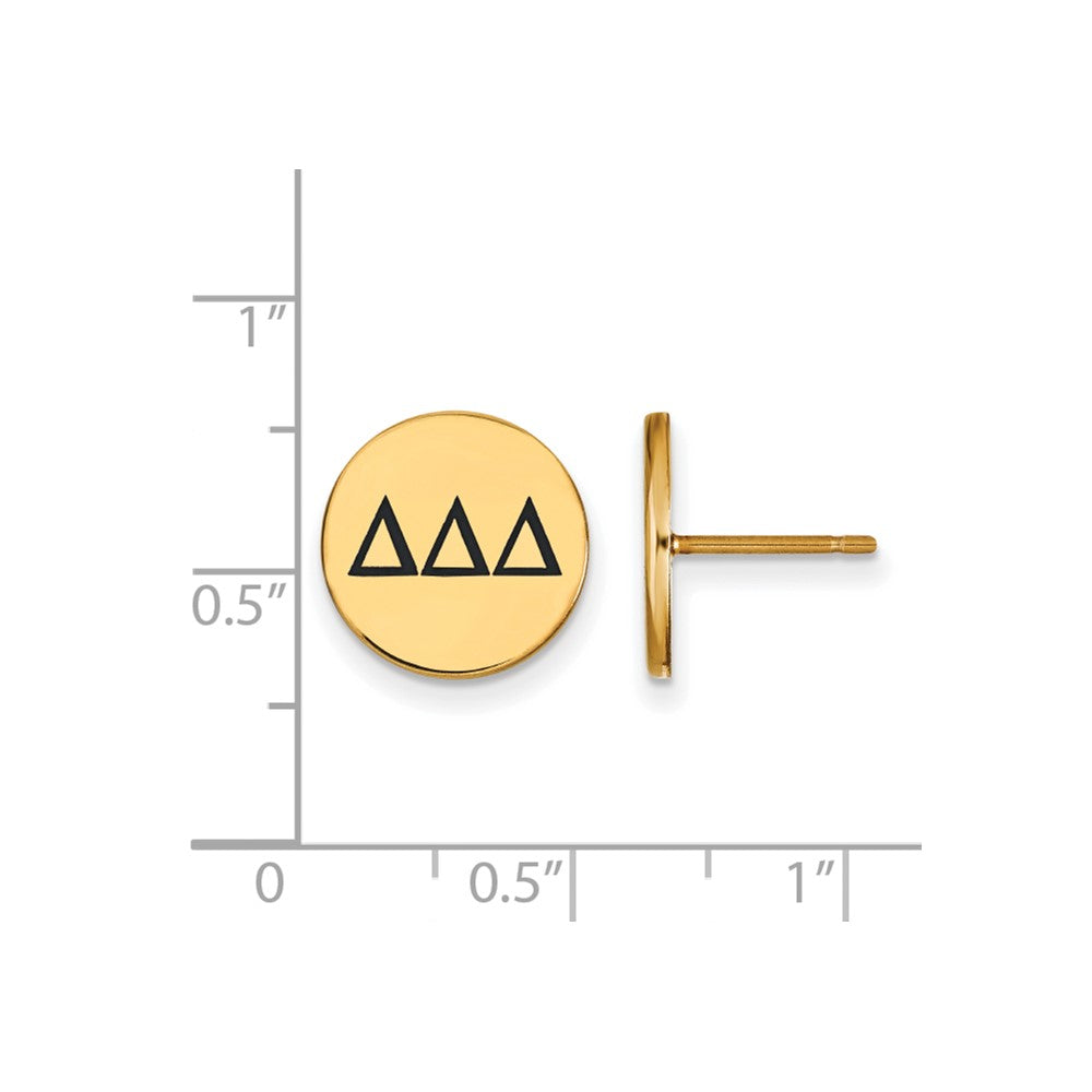 Sterling Silver Gold-plated LogoArt Delta Delta Delta Sorority Greek Letters Black Enamel Post Earrings