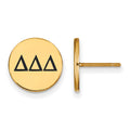 Sterling Silver Gold-plated LogoArt Delta Delta Delta Sorority Greek Letters Black Enamel Post Earrings