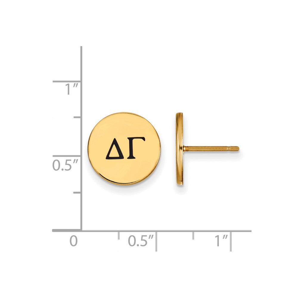 Sterling Silver Gold-plated LogoArt Delta Gamma Sorority Greek Letters Black Enamel Post Earrings