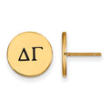 Sterling Silver Gold-plated LogoArt Delta Gamma Sorority Greek Letters Black Enamel Post Earrings