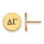 Sterling Silver Gold-plated LogoArt Delta Gamma Sorority Greek Letters Black Enamel Post Earrings