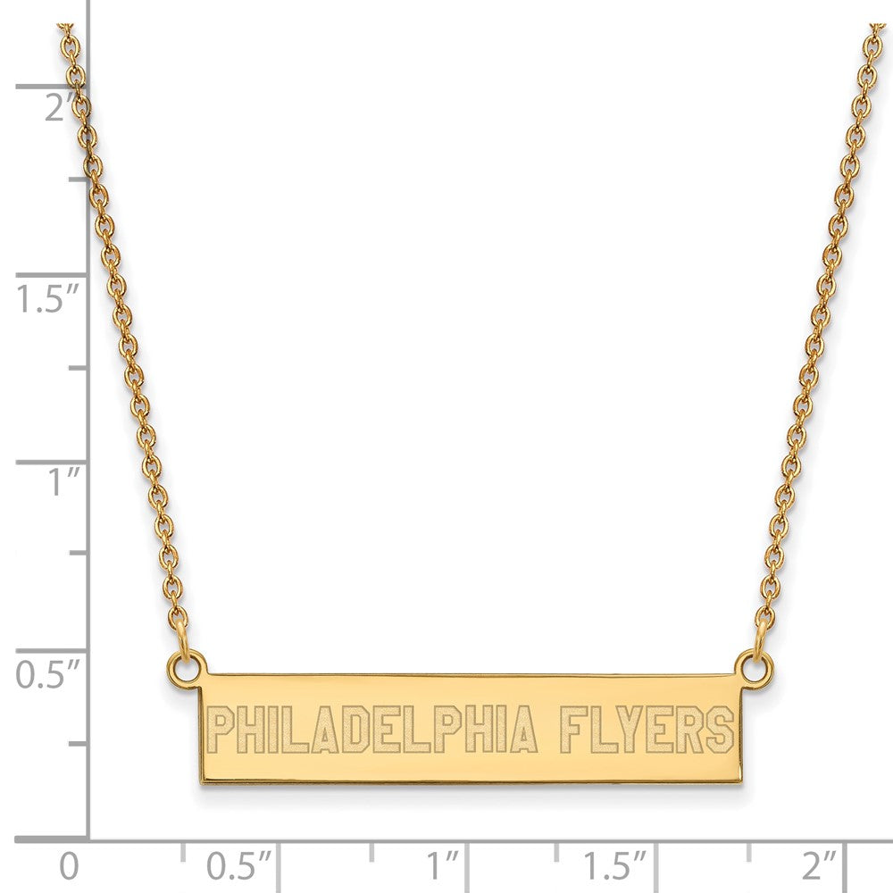 Sterling Silver Gold-plated NHL LogoArt Philadelphia Flyers Small Bar 18 inch Necklace