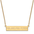 Sterling Silver Gold-plated NHL LogoArt Philadelphia Flyers Small Bar 18 inch Necklace