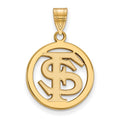 Sterling Silver Gold-plated LogoArt Florida State University F-S Medium Circle Pendant