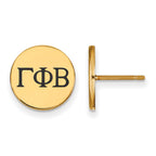 Sterling Silver Gold-plated LogoArt Gamma Phi Beta Sorority Greek Letters Black Enamel Post Earrings